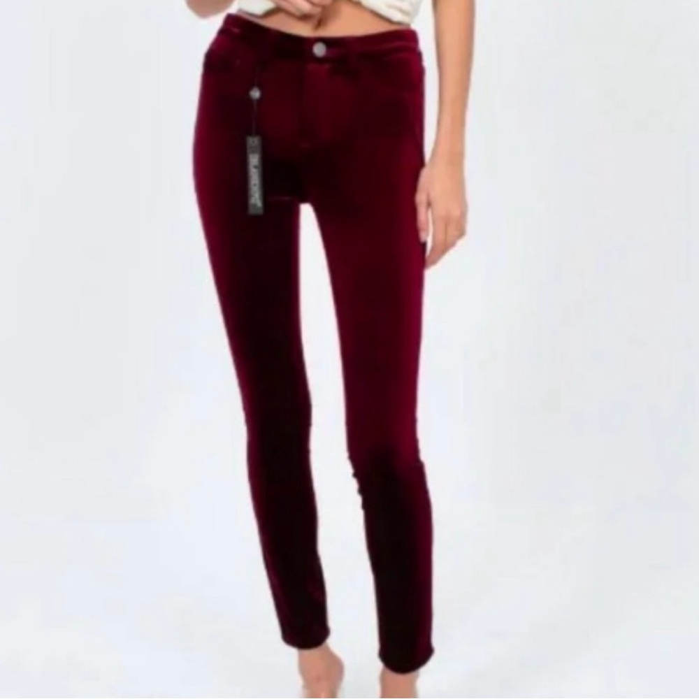 Blank NYC Velvet Skinny Pants in Deep Wine